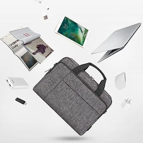 DOMISO 17.3 inch Laptop Bag Business Briefcase Water-resistant Notebook Messenger Shoulder Bag for 17.3" Macbook Pro 17/MSI GS73VR Stealth Pro/Lenovo IdeaPad/HP Envy/ASUS ROG,Grey