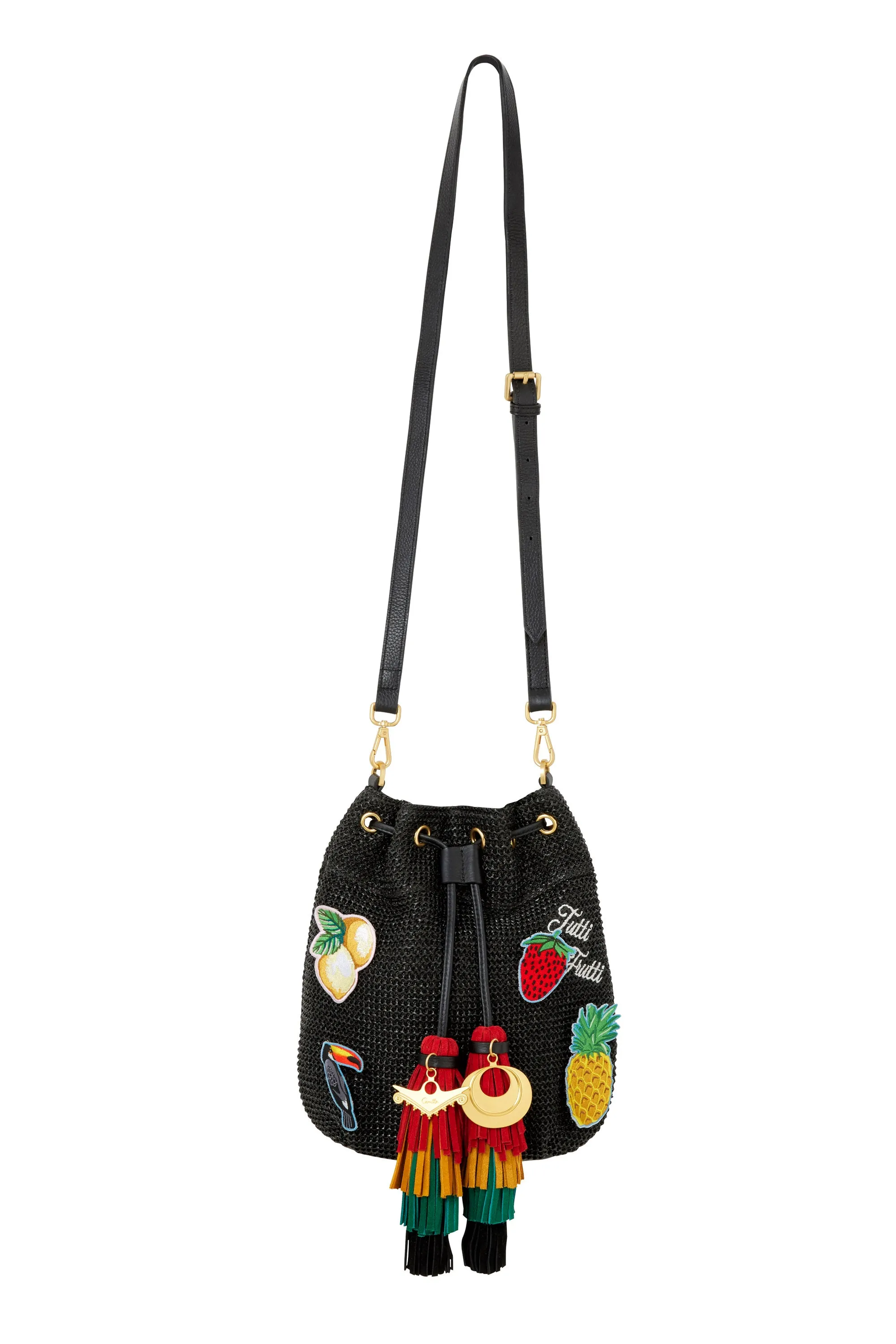 DRAWSTRING BUCKET BAG BLACK