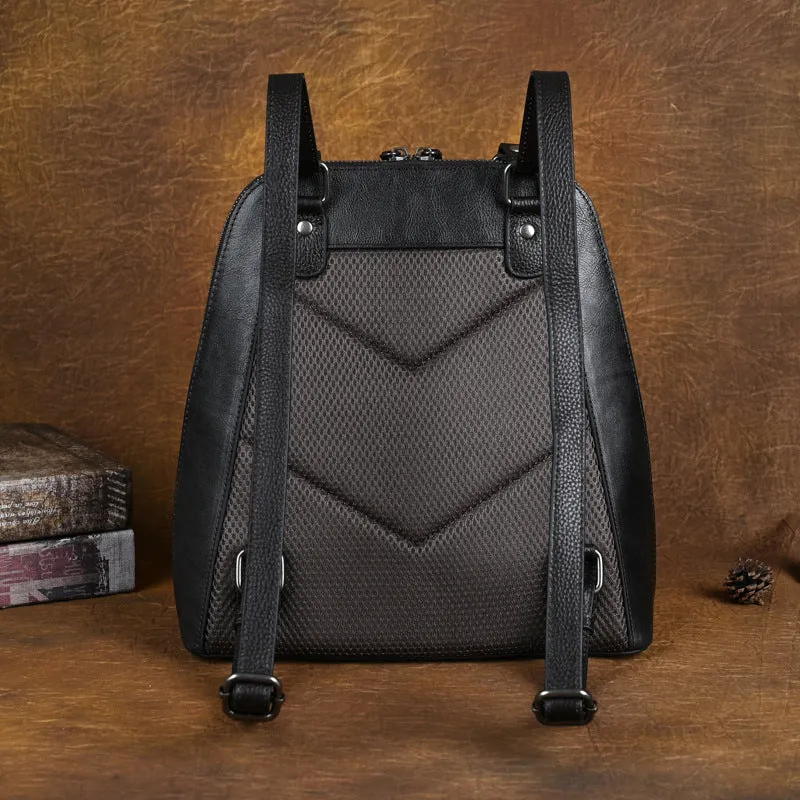 Embossed Pattern Women's Small Leather Backpack Purse Leather Rucksack