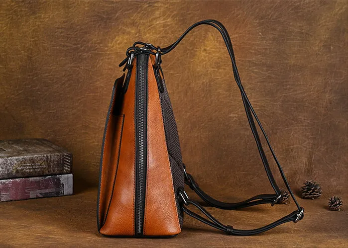 Embossed Pattern Women's Small Leather Backpack Purse Leather Rucksack