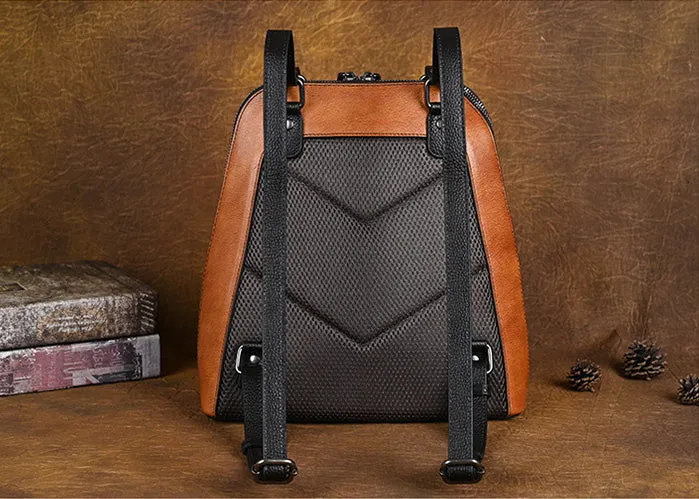 Embossed Pattern Women's Small Leather Backpack Purse Leather Rucksack