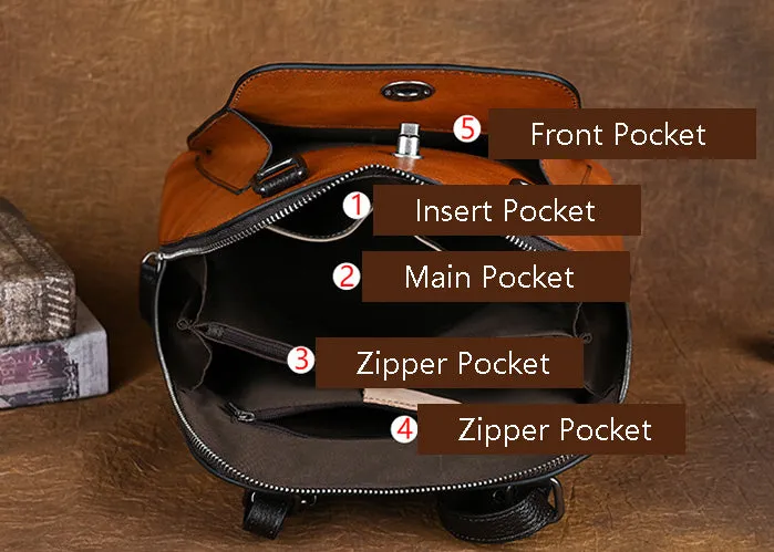 Embossed Pattern Women's Small Leather Backpack Purse Leather Rucksack