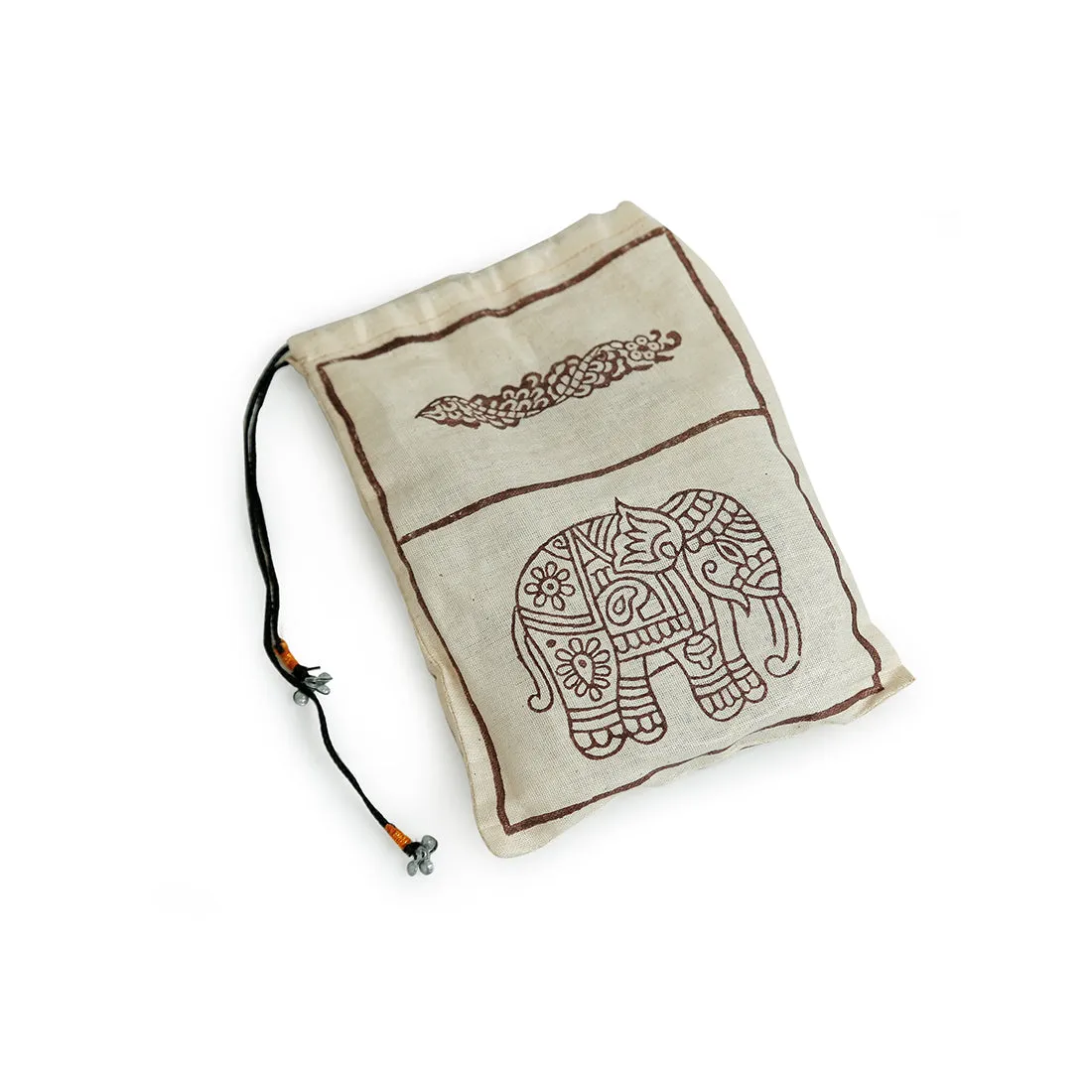 Enthralling Elephants & Finger' Hand-Carved Printing Blocks In Sheesham Wood (Set of 2)