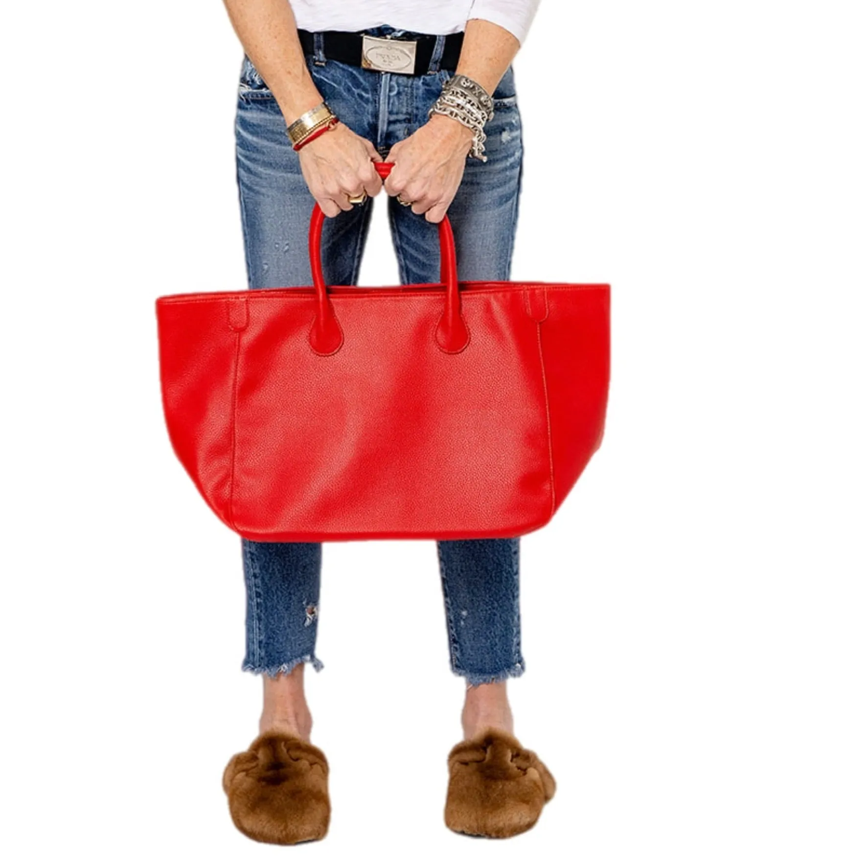 Everyday Vegan Tote w Removable Charms - Red