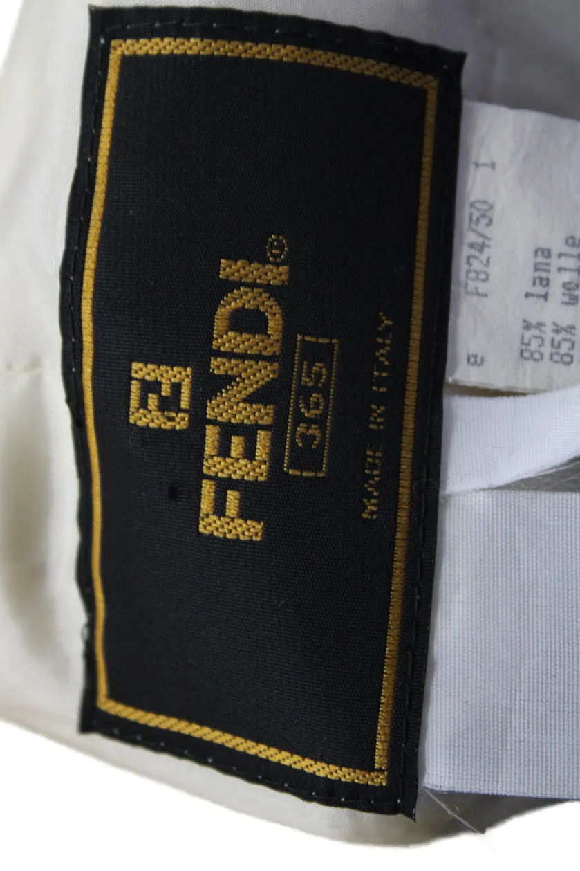 Fendi 365 Womens Wool Collared Long Sleeve Jacket   Dress Set Beige