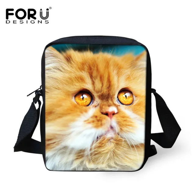 FORUDESIGNS Casual Women Handbag 3D Cat Cross-body Bags For Girls Child Small Shoulder Bag Kids Messenger Bag Mochilas Infantil