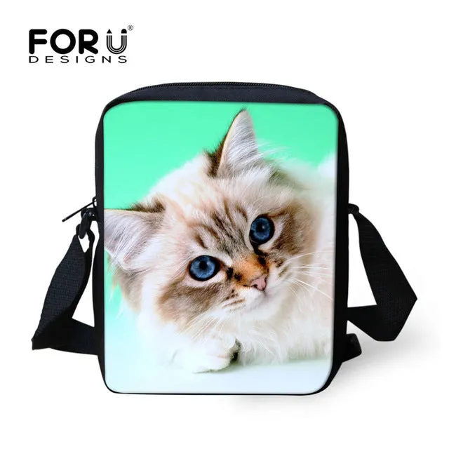 FORUDESIGNS Casual Women Handbag 3D Cat Cross-body Bags For Girls Child Small Shoulder Bag Kids Messenger Bag Mochilas Infantil