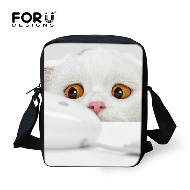 FORUDESIGNS Casual Women Handbag 3D Cat Cross-body Bags For Girls Child Small Shoulder Bag Kids Messenger Bag Mochilas Infantil