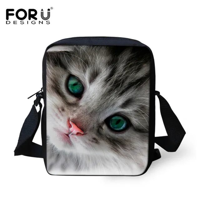 FORUDESIGNS Casual Women Handbag 3D Cat Cross-body Bags For Girls Child Small Shoulder Bag Kids Messenger Bag Mochilas Infantil