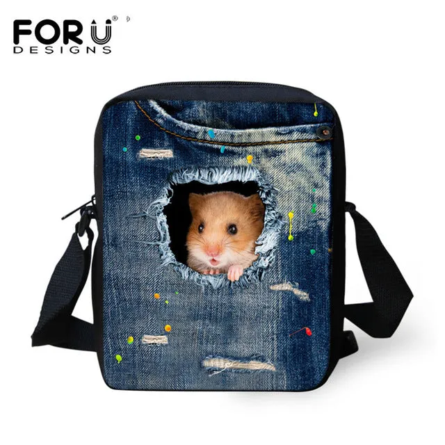 FORUDESIGNS Casual Women Handbag 3D Cat Cross-body Bags For Girls Child Small Shoulder Bag Kids Messenger Bag Mochilas Infantil