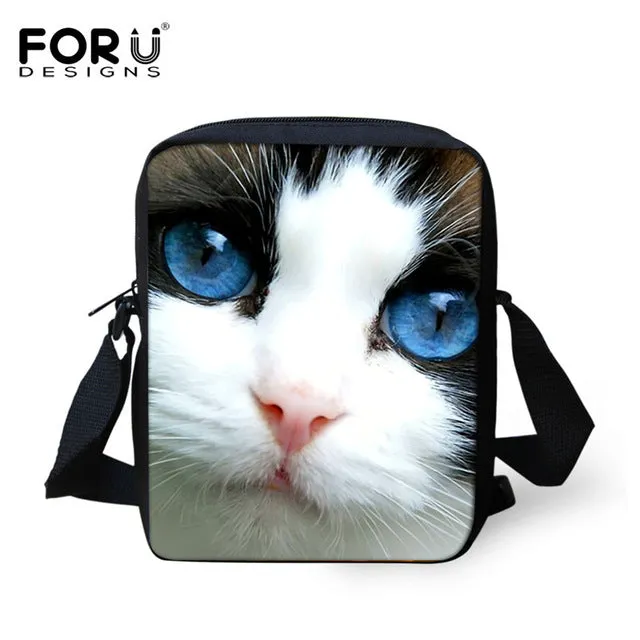 FORUDESIGNS Casual Women Handbag 3D Cat Cross-body Bags For Girls Child Small Shoulder Bag Kids Messenger Bag Mochilas Infantil