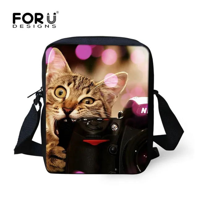 FORUDESIGNS Casual Women Handbag 3D Cat Cross-body Bags For Girls Child Small Shoulder Bag Kids Messenger Bag Mochilas Infantil