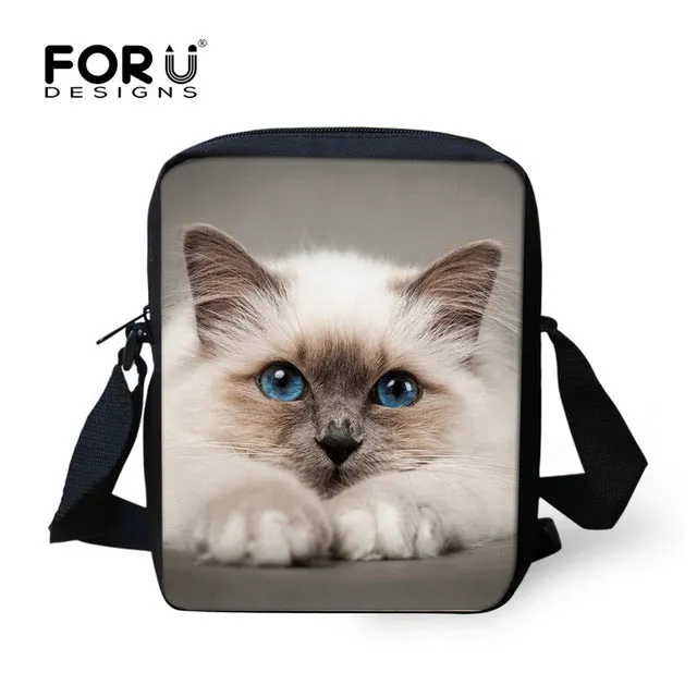 FORUDESIGNS Casual Women Handbag 3D Cat Cross-body Bags For Girls Child Small Shoulder Bag Kids Messenger Bag Mochilas Infantil