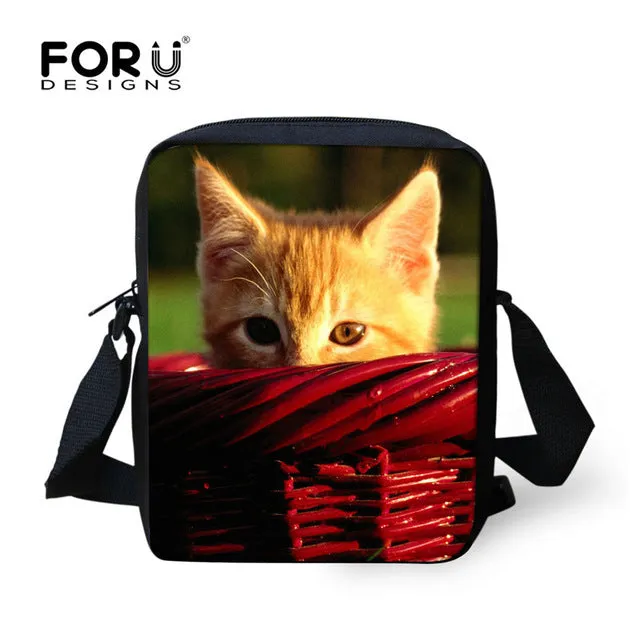 FORUDESIGNS Casual Women Handbag 3D Cat Cross-body Bags For Girls Child Small Shoulder Bag Kids Messenger Bag Mochilas Infantil