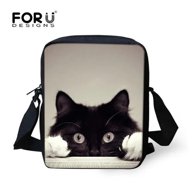 FORUDESIGNS Casual Women Handbag 3D Cat Cross-body Bags For Girls Child Small Shoulder Bag Kids Messenger Bag Mochilas Infantil