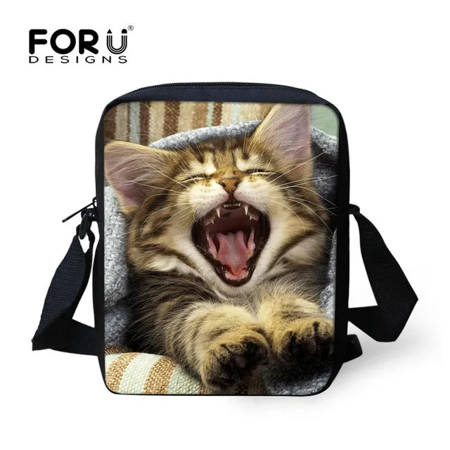 FORUDESIGNS Casual Women Handbag 3D Cat Cross-body Bags For Girls Child Small Shoulder Bag Kids Messenger Bag Mochilas Infantil