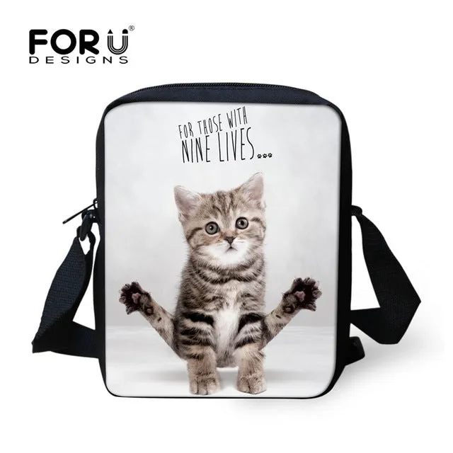 FORUDESIGNS Casual Women Handbag 3D Cat Cross-body Bags For Girls Child Small Shoulder Bag Kids Messenger Bag Mochilas Infantil