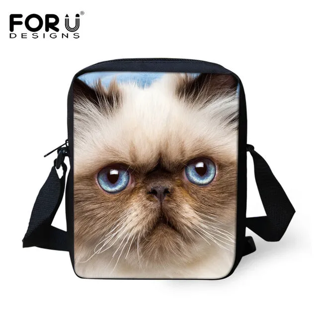FORUDESIGNS Casual Women Handbag 3D Cat Cross-body Bags For Girls Child Small Shoulder Bag Kids Messenger Bag Mochilas Infantil