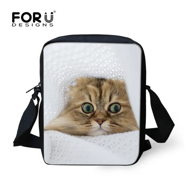FORUDESIGNS Casual Women Handbag 3D Cat Cross-body Bags For Girls Child Small Shoulder Bag Kids Messenger Bag Mochilas Infantil