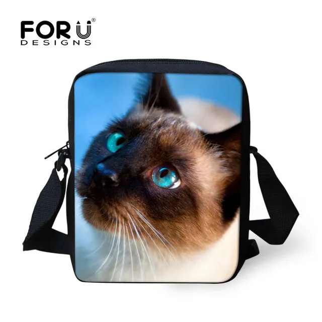 FORUDESIGNS Casual Women Handbag 3D Cat Cross-body Bags For Girls Child Small Shoulder Bag Kids Messenger Bag Mochilas Infantil