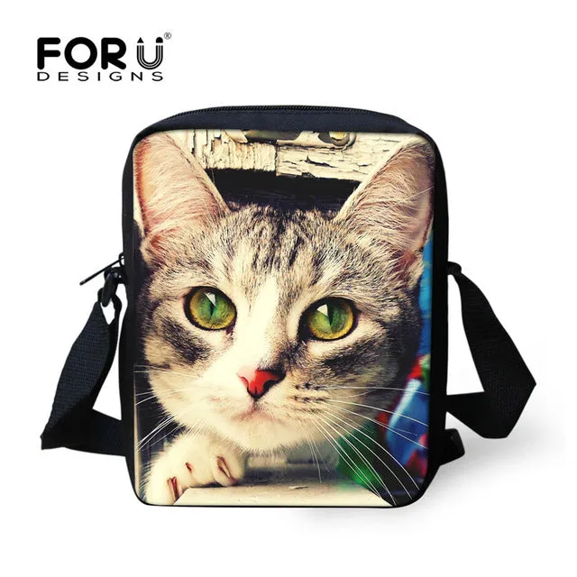 FORUDESIGNS Casual Women Handbag 3D Cat Cross-body Bags For Girls Child Small Shoulder Bag Kids Messenger Bag Mochilas Infantil