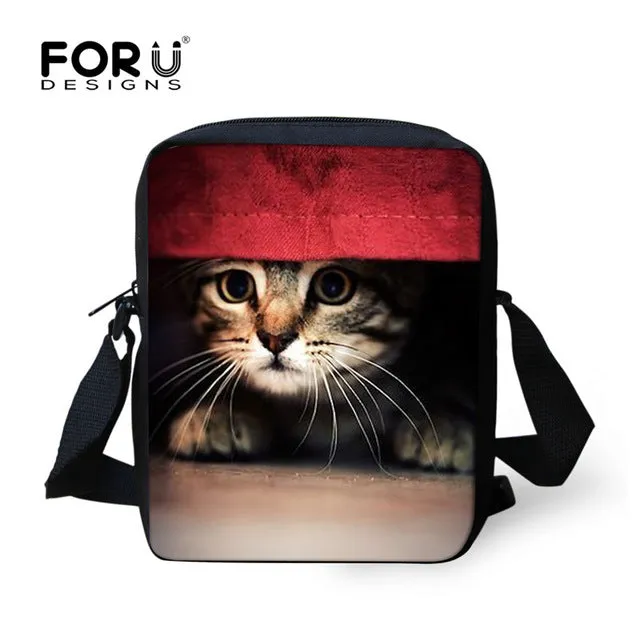 FORUDESIGNS Casual Women Handbag 3D Cat Cross-body Bags For Girls Child Small Shoulder Bag Kids Messenger Bag Mochilas Infantil