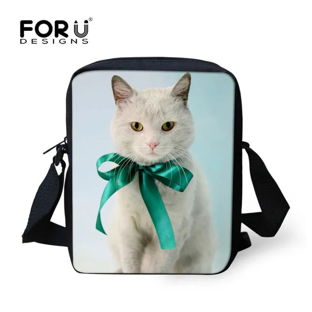 FORUDESIGNS Casual Women Handbag 3D Cat Cross-body Bags For Girls Child Small Shoulder Bag Kids Messenger Bag Mochilas Infantil