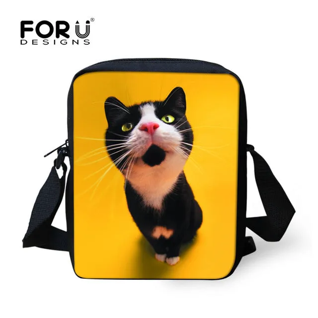 FORUDESIGNS Casual Women Handbag 3D Cat Cross-body Bags For Girls Child Small Shoulder Bag Kids Messenger Bag Mochilas Infantil