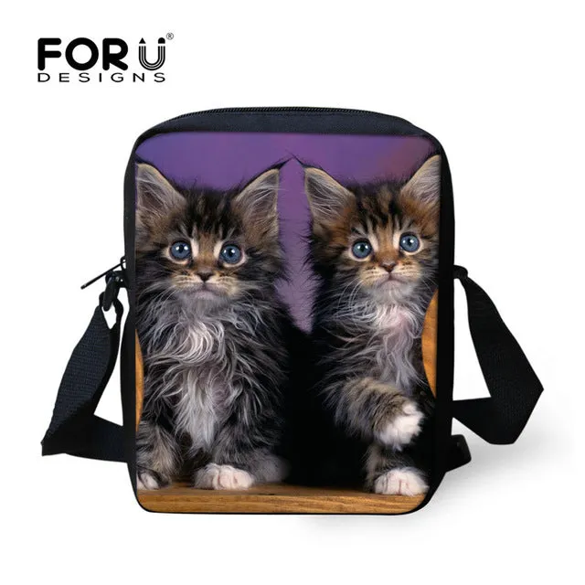 FORUDESIGNS Casual Women Handbag 3D Cat Cross-body Bags For Girls Child Small Shoulder Bag Kids Messenger Bag Mochilas Infantil