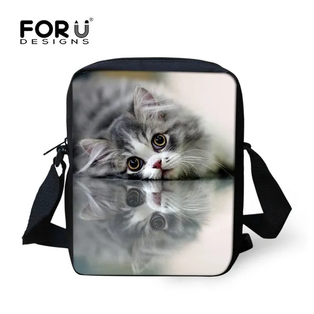FORUDESIGNS Casual Women Handbag 3D Cat Cross-body Bags For Girls Child Small Shoulder Bag Kids Messenger Bag Mochilas Infantil