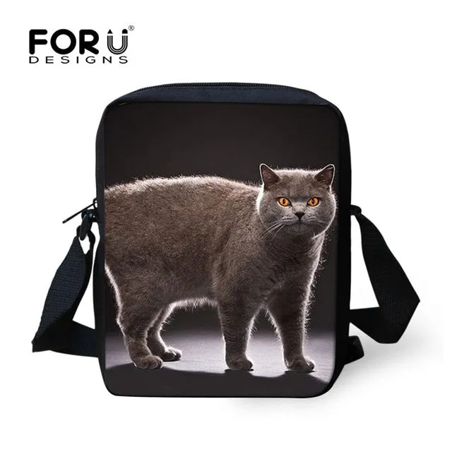 FORUDESIGNS Casual Women Handbag 3D Cat Cross-body Bags For Girls Child Small Shoulder Bag Kids Messenger Bag Mochilas Infantil