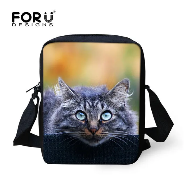 FORUDESIGNS Casual Women Handbag 3D Cat Cross-body Bags For Girls Child Small Shoulder Bag Kids Messenger Bag Mochilas Infantil