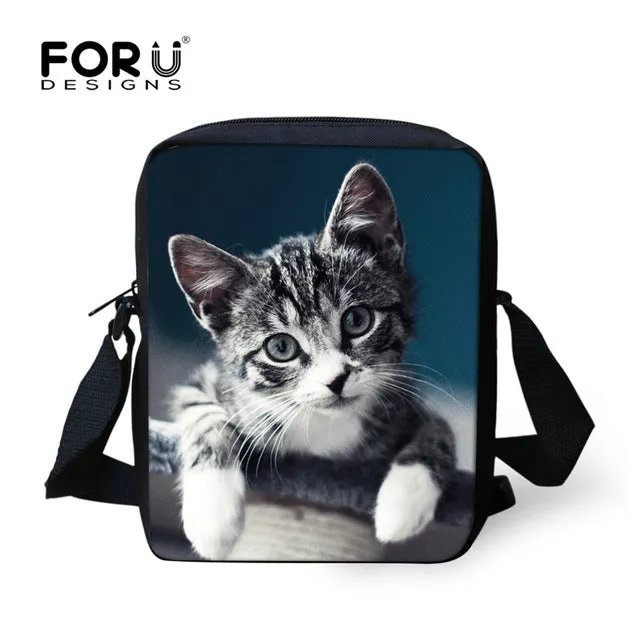 FORUDESIGNS Casual Women Handbag 3D Cat Cross-body Bags For Girls Child Small Shoulder Bag Kids Messenger Bag Mochilas Infantil