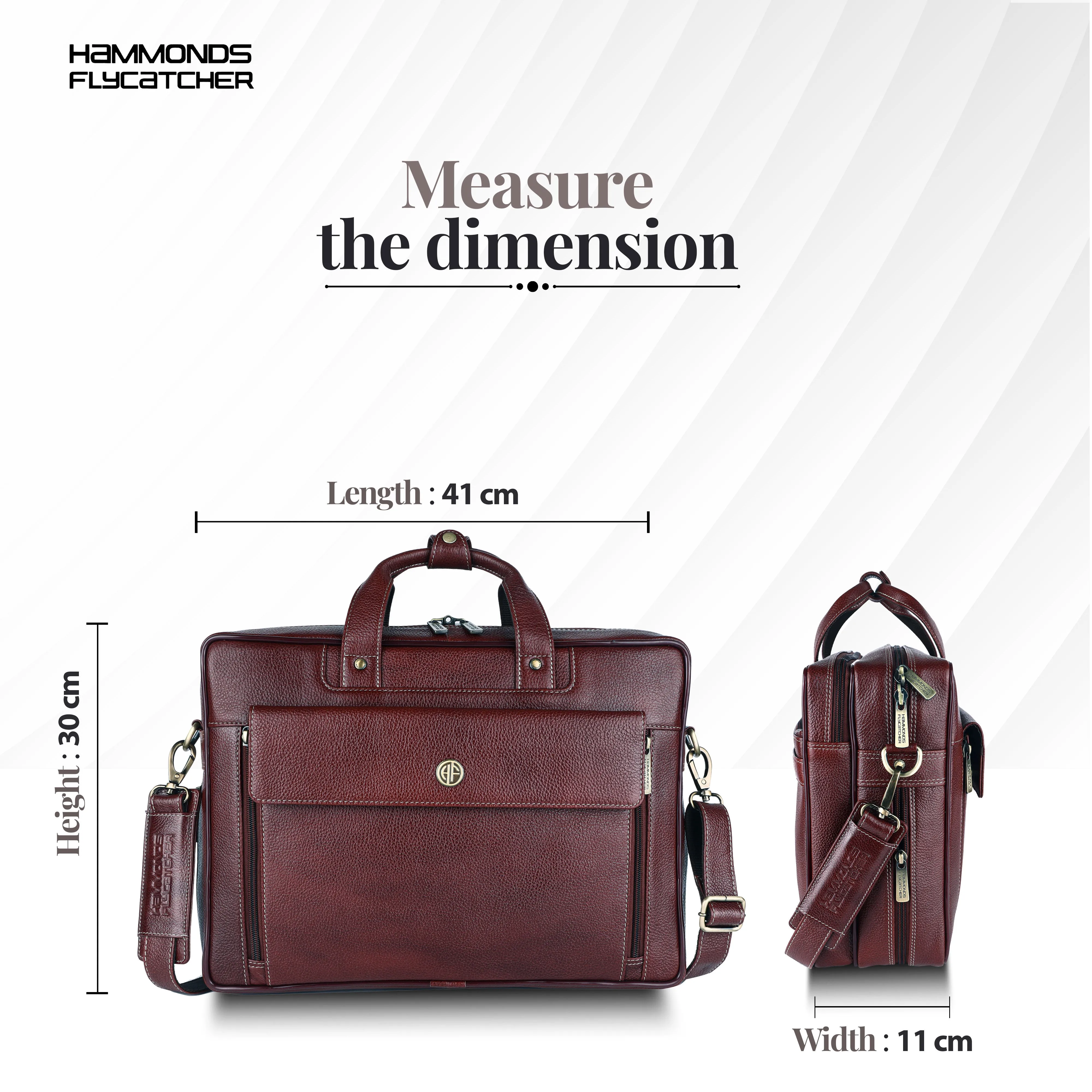 Genuine Leather Expandable Laptop Bag for Men with Adjustable Strap - Fits Upto 16" Laptop/MacBook  - 1 Year Warranty