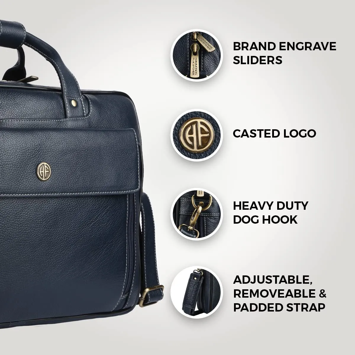 Genuine Leather Expandable Laptop Bag for Men with Adjustable Strap - Fits Upto 16" Laptop/MacBook  - 1 Year Warranty