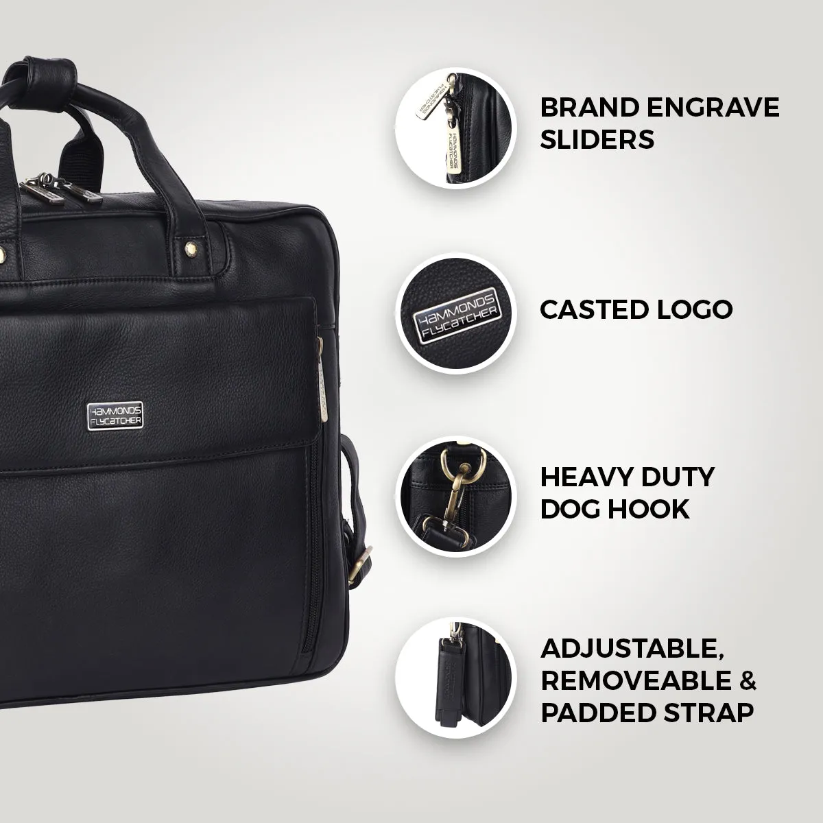 Genuine Leather Expandable Laptop Bag for Men with Adjustable Strap - Fits Upto 16" Laptop/MacBook  - 1 Year Warranty