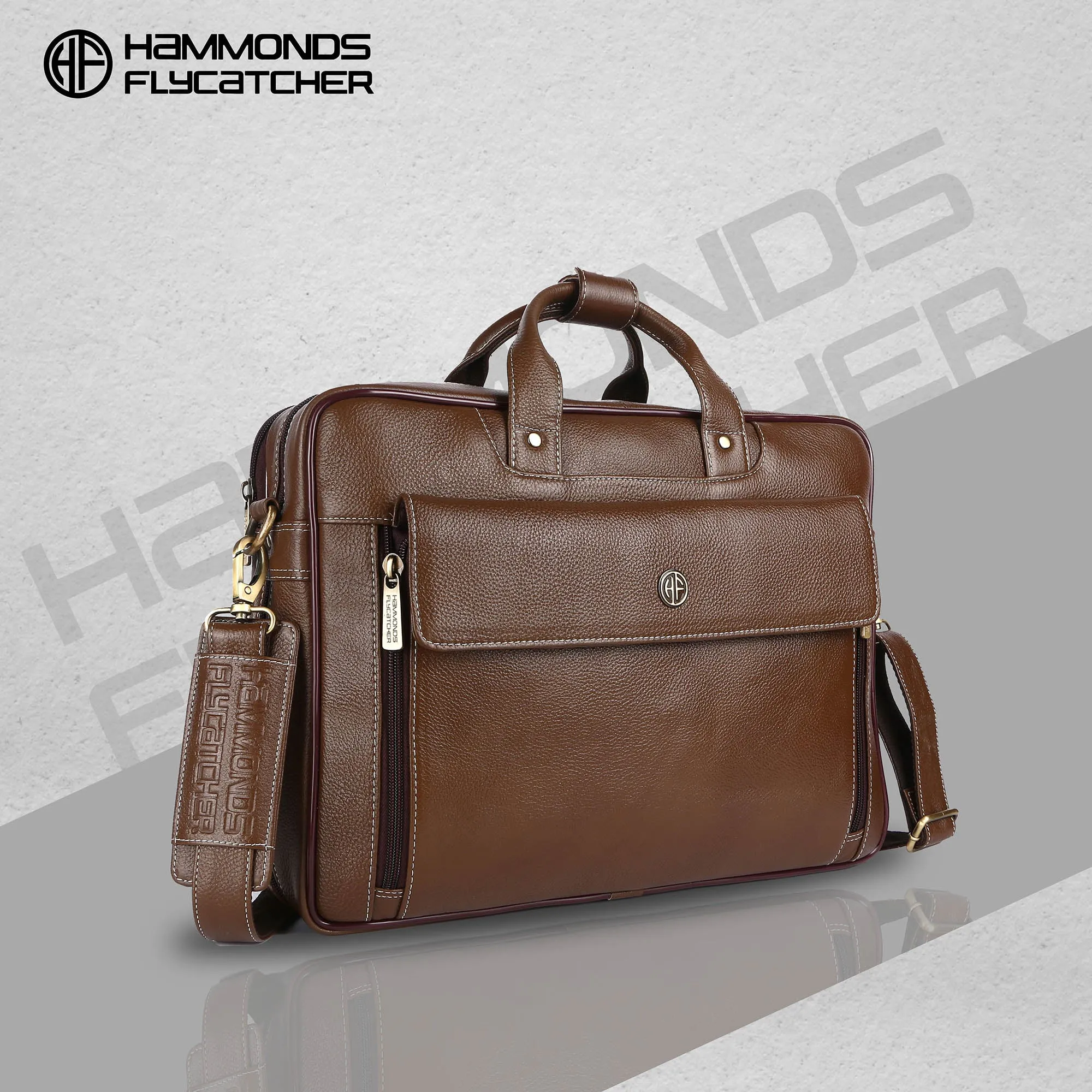 Genuine Leather Expandable Laptop Bag for Men with Adjustable Strap - Fits Upto 16" Laptop/MacBook  - 1 Year Warranty