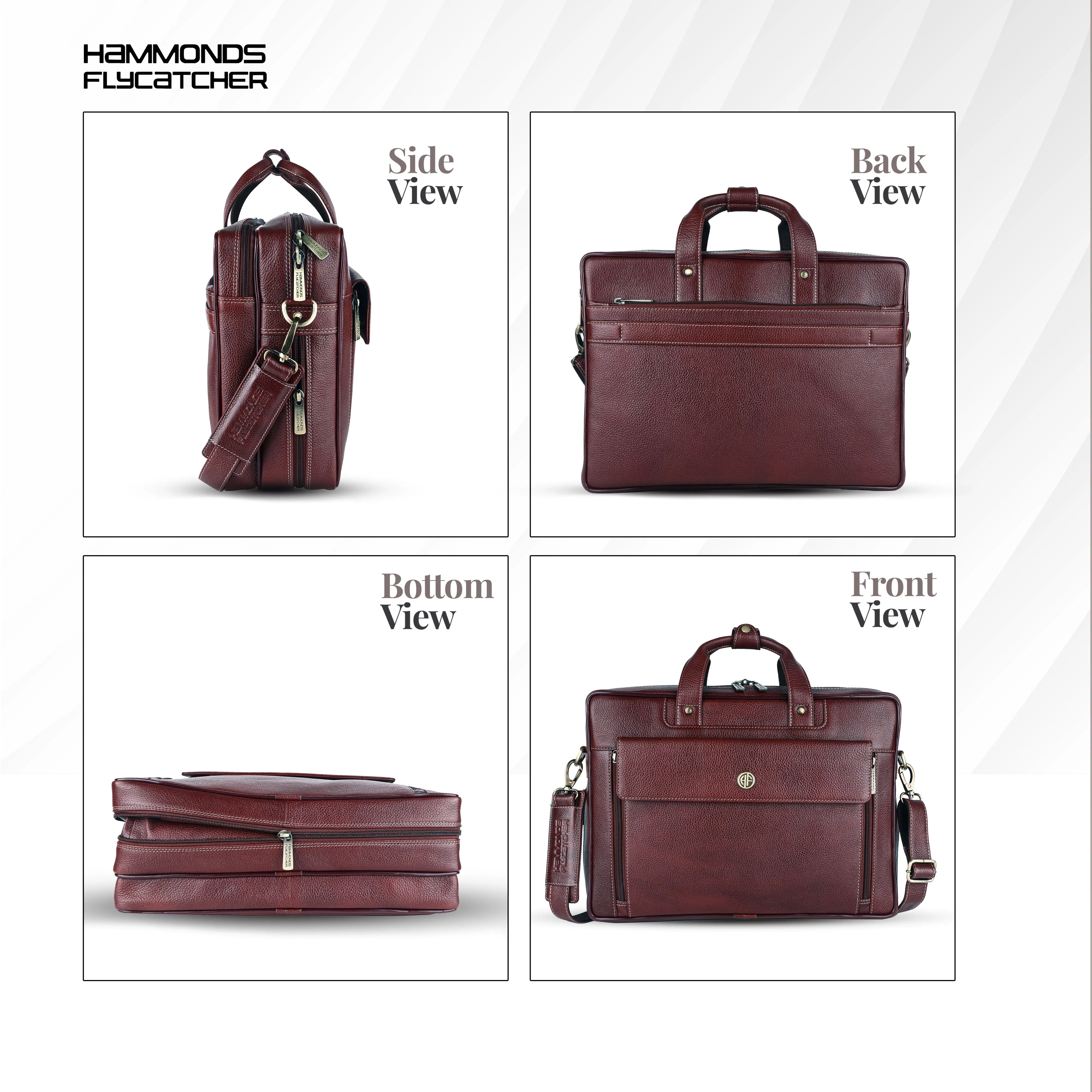 Genuine Leather Expandable Laptop Bag for Men with Adjustable Strap - Fits Upto 16" Laptop/MacBook  - 1 Year Warranty