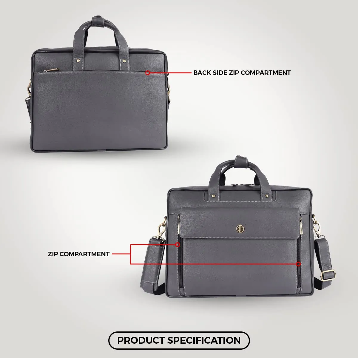 Genuine Leather Expandable Laptop Bag for Men with Adjustable Strap - Fits Upto 16" Laptop/MacBook  - 1 Year Warranty