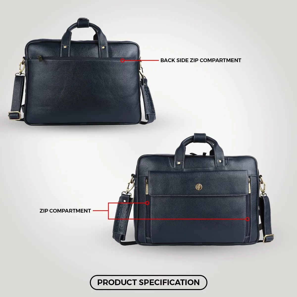 Genuine Leather Expandable Laptop Bag for Men with Adjustable Strap - Fits Upto 16" Laptop/MacBook  - 1 Year Warranty