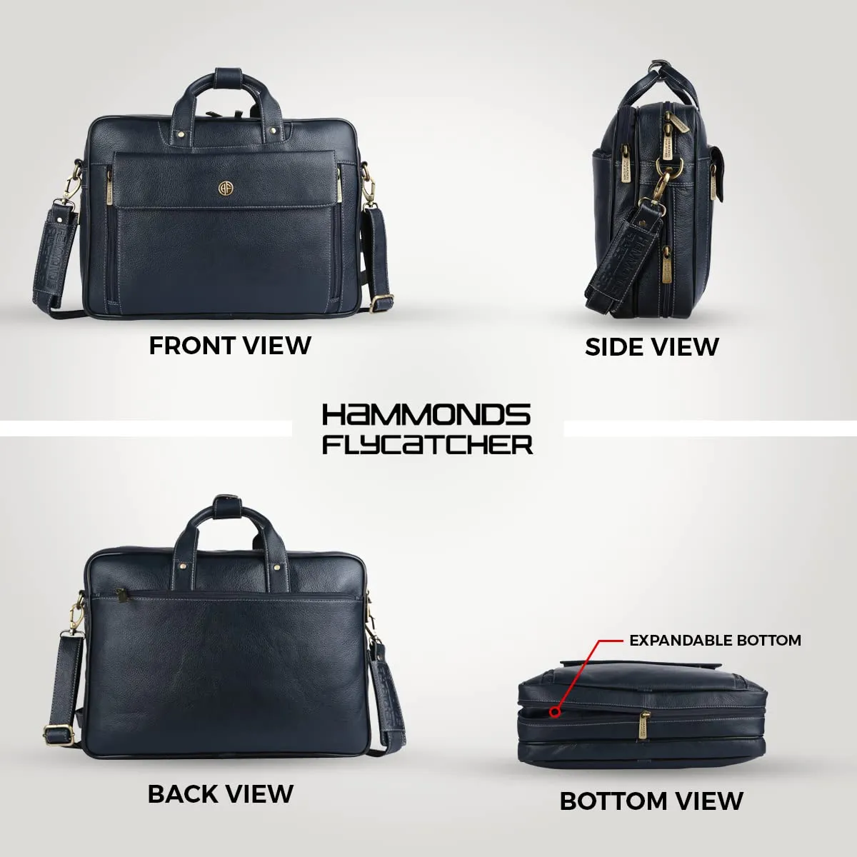Genuine Leather Expandable Laptop Bag for Men with Adjustable Strap - Fits Upto 16" Laptop/MacBook  - 1 Year Warranty