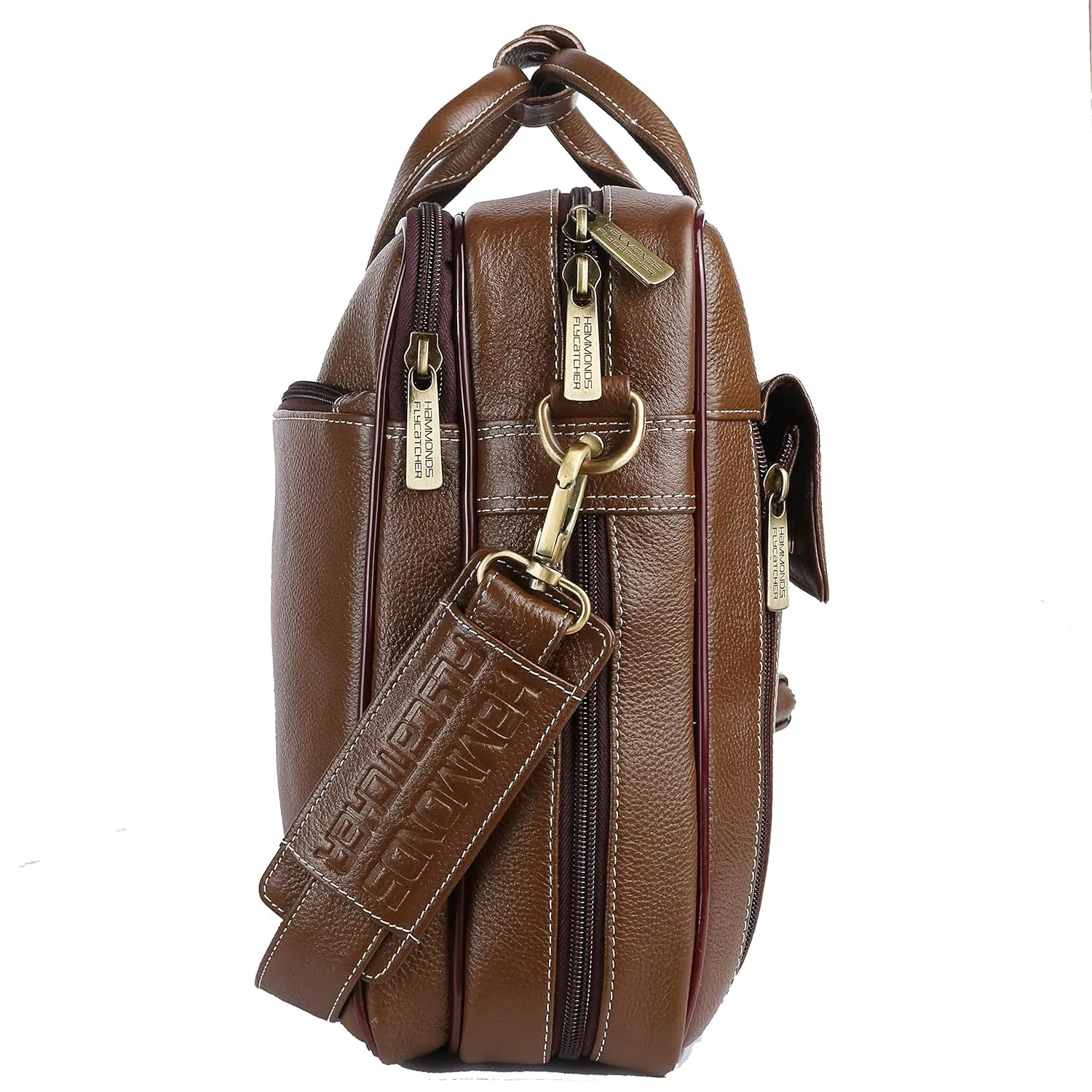 Genuine Leather Expandable Laptop Bag for Men with Adjustable Strap - Fits Upto 16" Laptop/MacBook  - 1 Year Warranty
