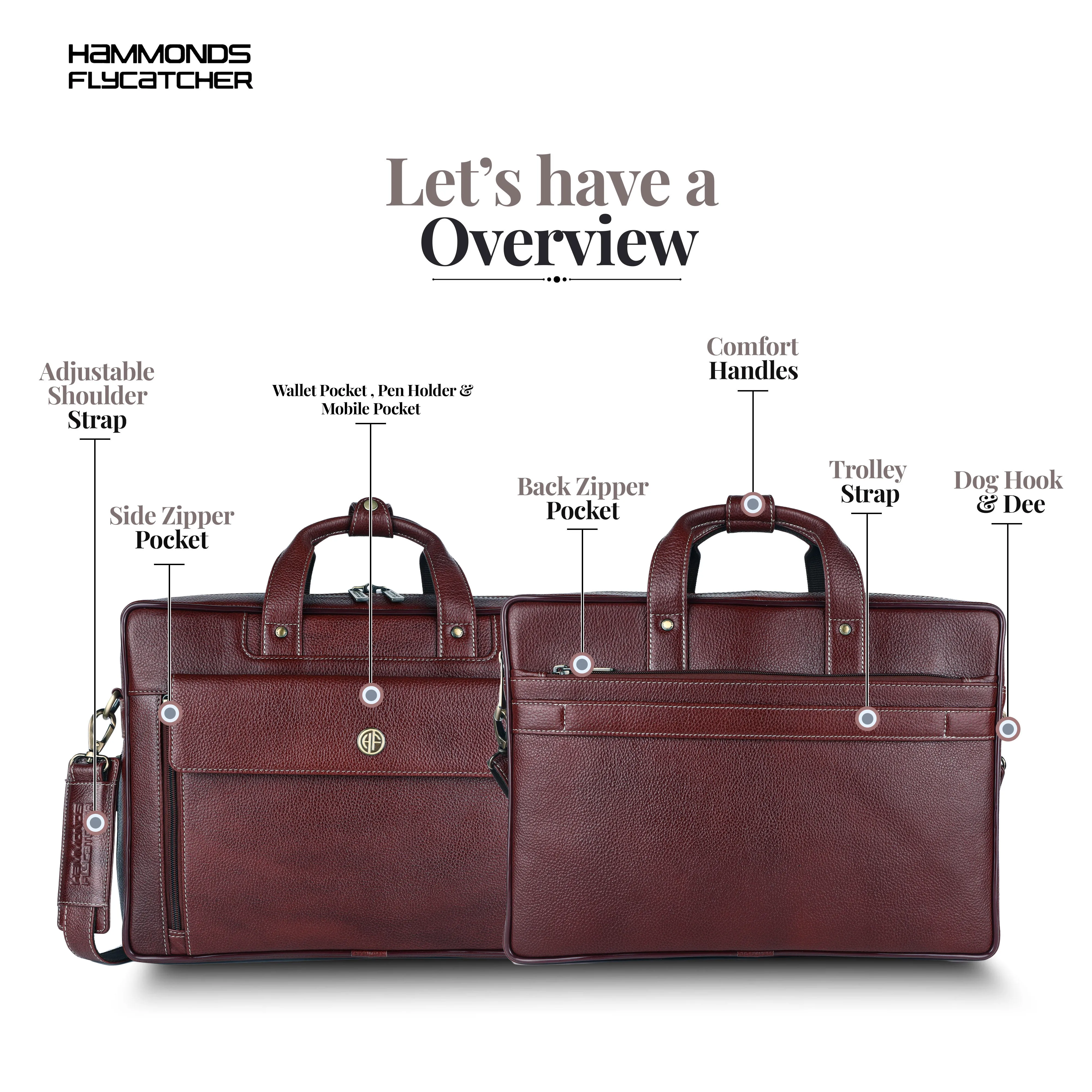 Genuine Leather Expandable Laptop Bag for Men with Adjustable Strap - Fits Upto 16" Laptop/MacBook  - 1 Year Warranty