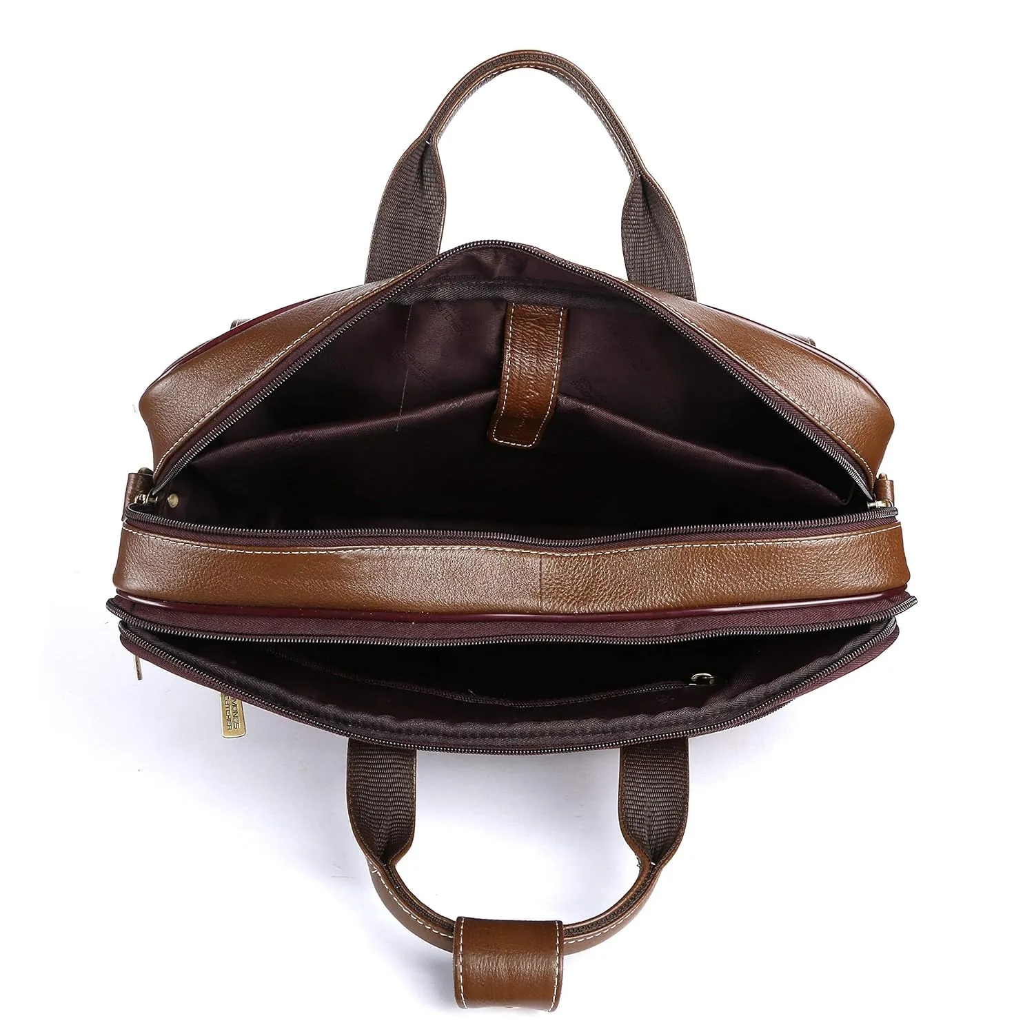 Genuine Leather Expandable Laptop Bag for Men with Adjustable Strap - Fits Upto 16" Laptop/MacBook  - 1 Year Warranty