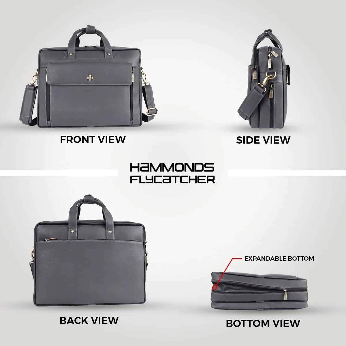 Genuine Leather Expandable Laptop Bag for Men with Adjustable Strap - Fits Upto 16" Laptop/MacBook  - 1 Year Warranty