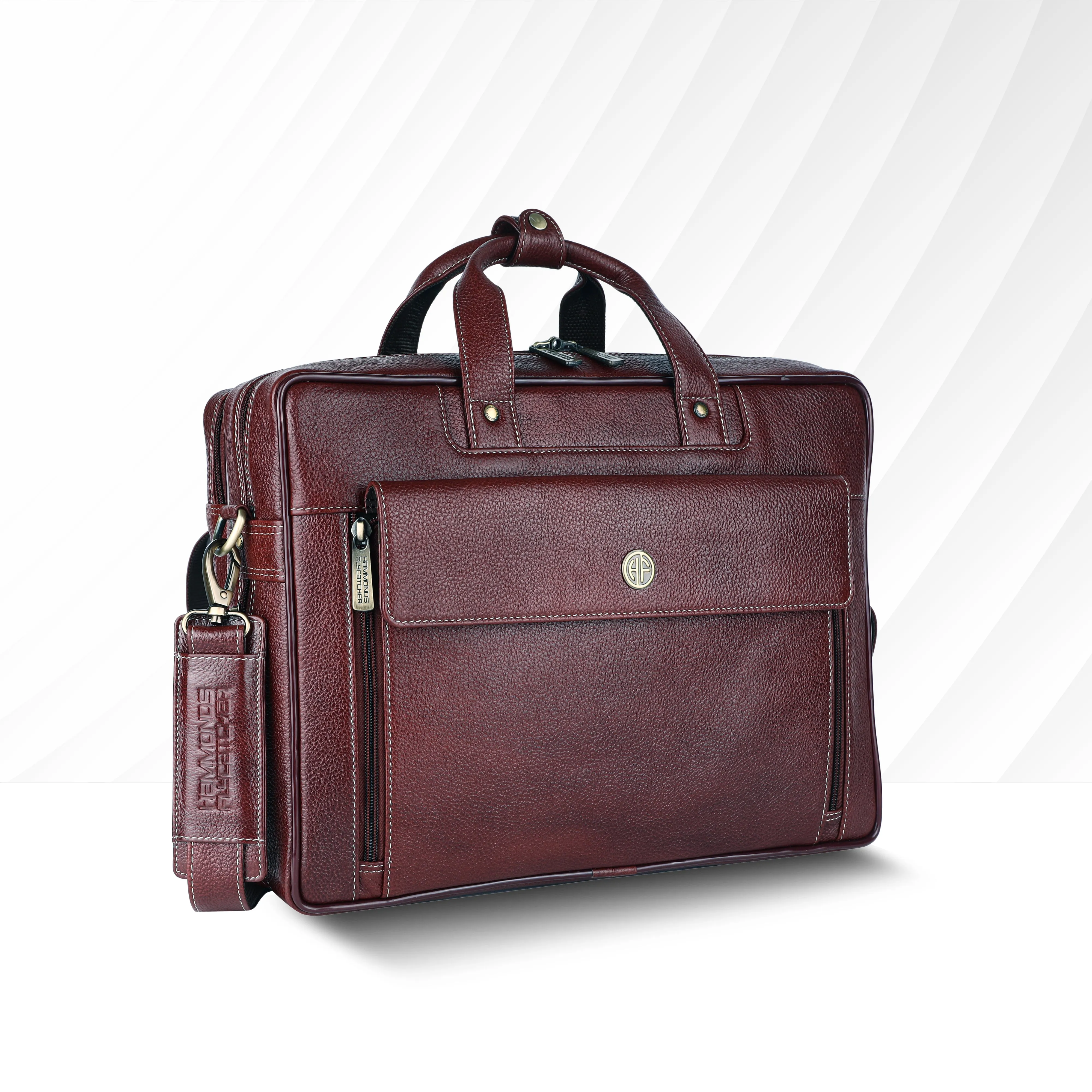 Genuine Leather Expandable Laptop Bag for Men with Adjustable Strap - Fits Upto 16" Laptop/MacBook  - 1 Year Warranty