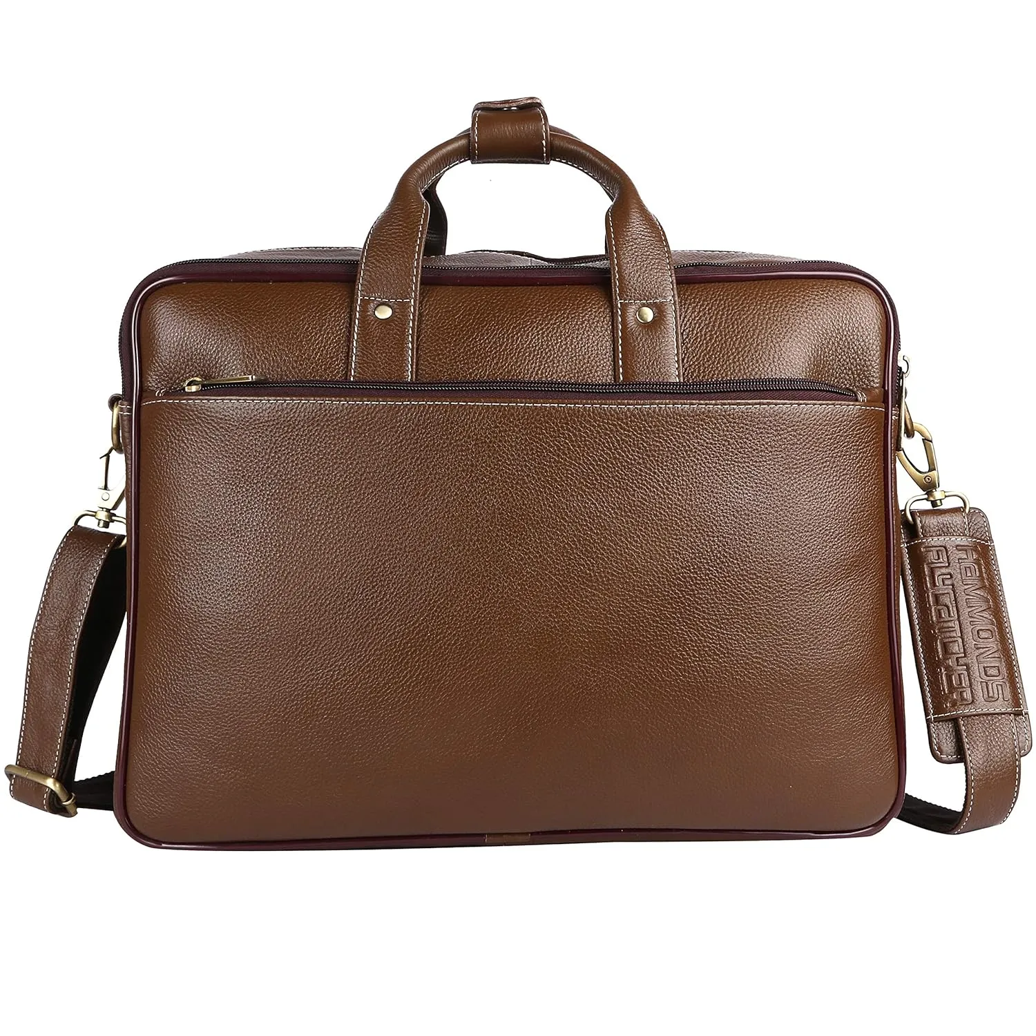 Genuine Leather Expandable Laptop Bag for Men with Adjustable Strap - Fits Upto 16" Laptop/MacBook  - 1 Year Warranty