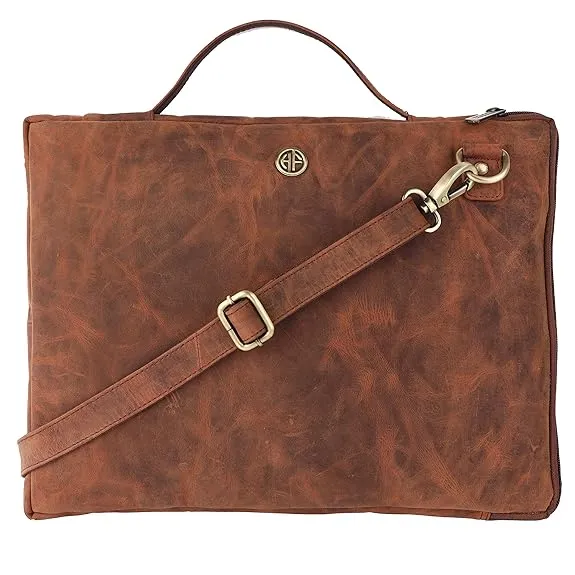 Genuine Leather Stylish Slim Laptop Sleeve Bag - Fits up to 15.6 Inch Laptop/MacBook