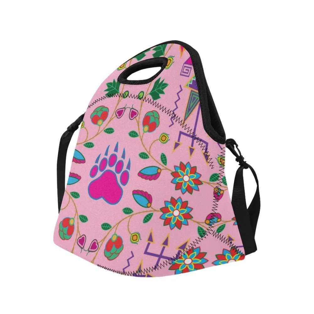 Geometric Floral Fall-Sunset Neoprene Lunch Bag/Large