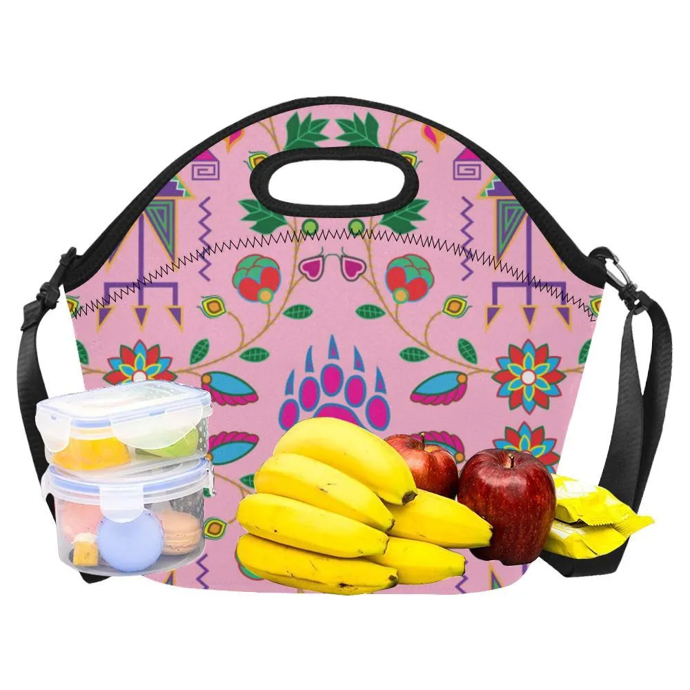 Geometric Floral Fall-Sunset Neoprene Lunch Bag/Large